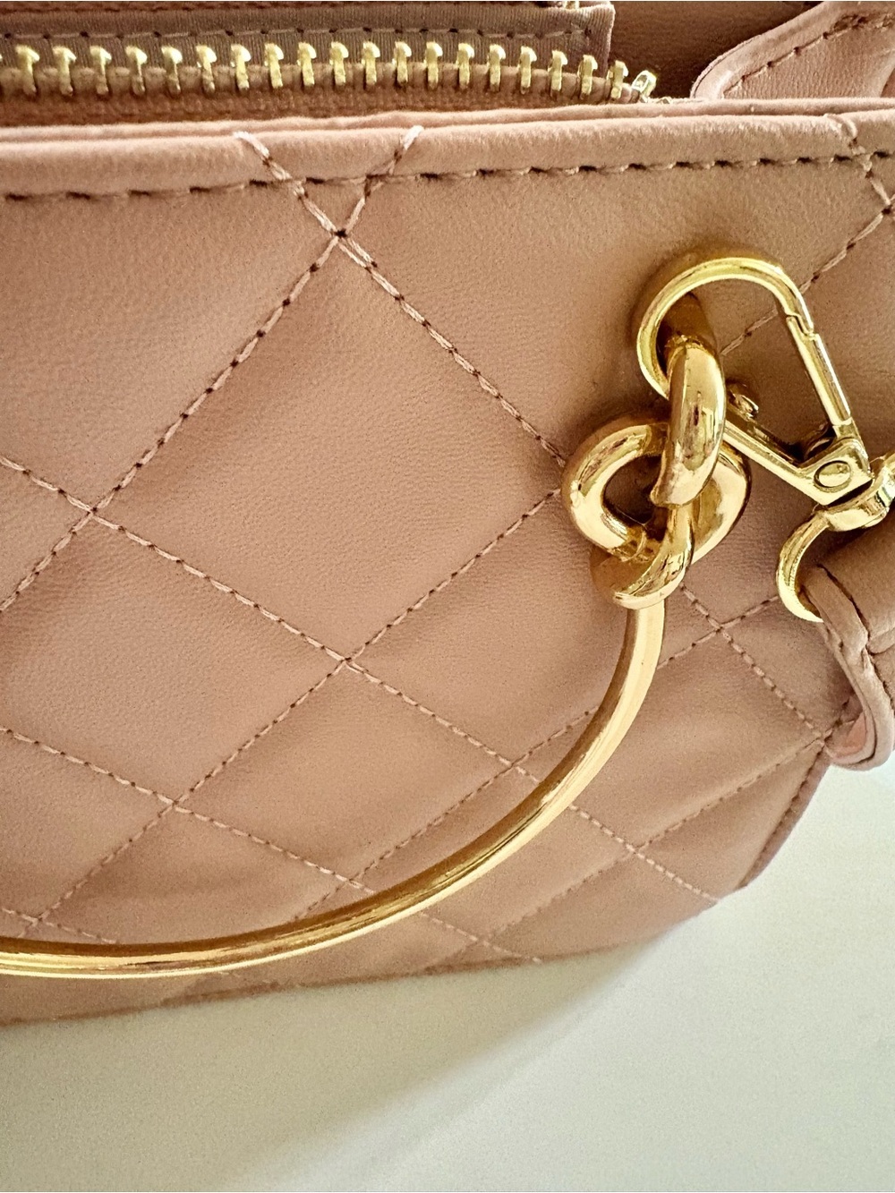 Badgley Mischka Pink Quilted Crossbody with Gold Hardware - Picture 9 of 13